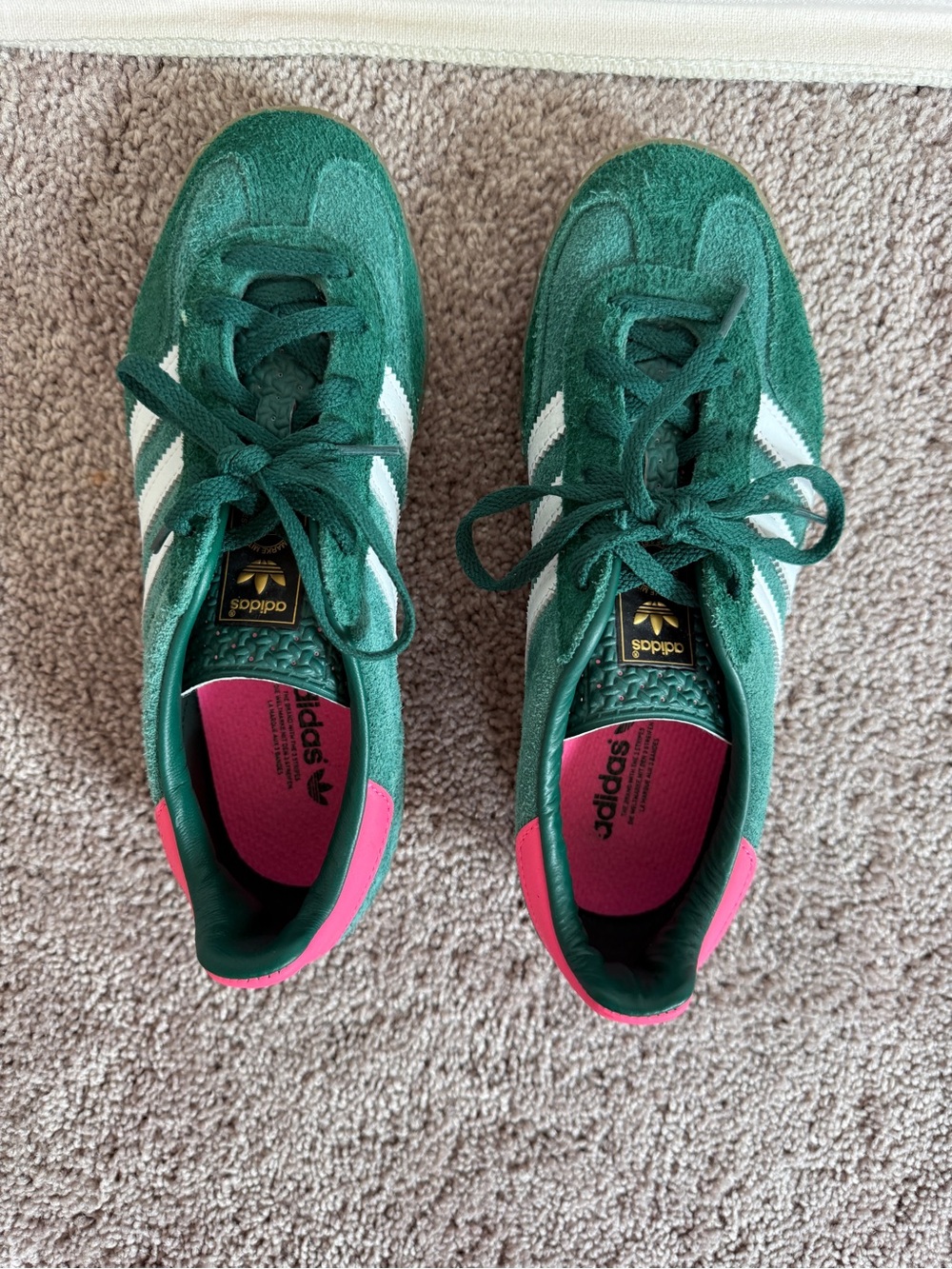 adidas Gazelle Green White Pink Suede Sneakers - Picture 10 of 15